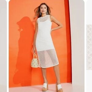 1State White Crochet Sleeveless Dress